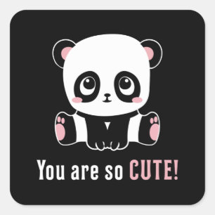Sticker Carré Panda Cute Ours Animal Pandas Paw Drôle Idée cadea