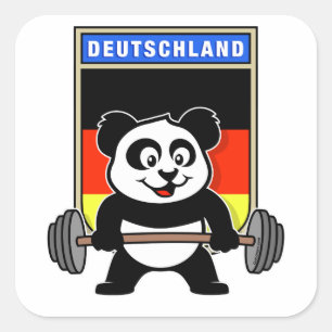 Sticker Carré Panda d'haltérophilie allemande