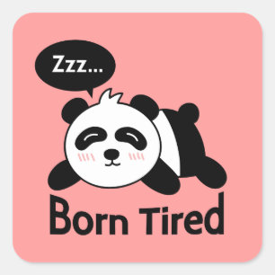 Sticker Carré Panda Dormir mignonne, Né Fatigué
