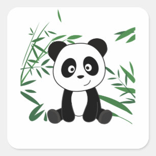 Sticker Carré Panda En Bambou Cute Animaux Pour Enfants Panda Be