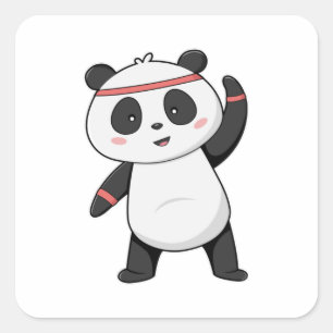 Sticker Carré Panda en forme avec bandeau