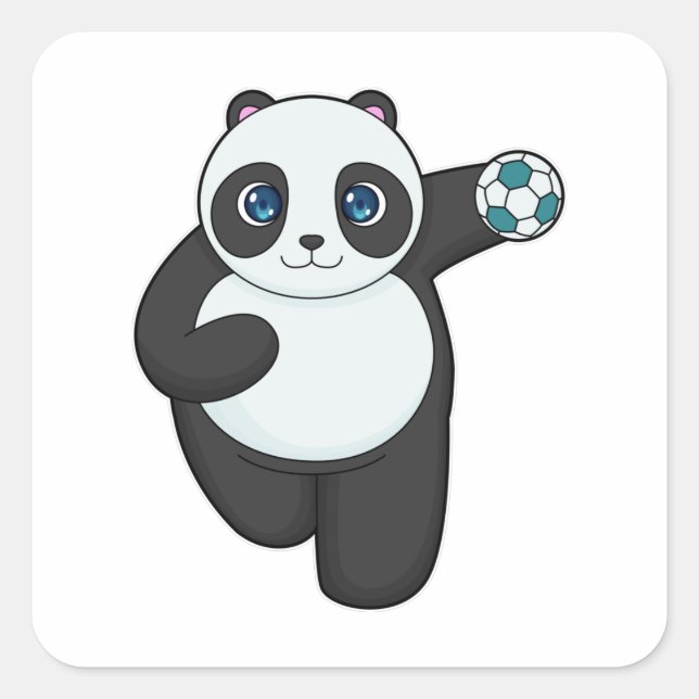 Sticker Carré Panda Handball player Handball (Devant)