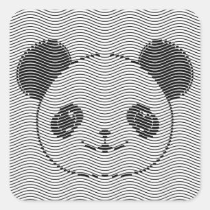 Sticker Carré Panda Porte Face Sur La Vague Motif