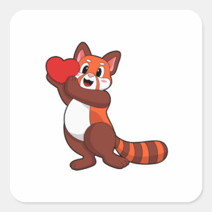 Sticker Carré Panda rouge à l'amour avec coeur.PNG
