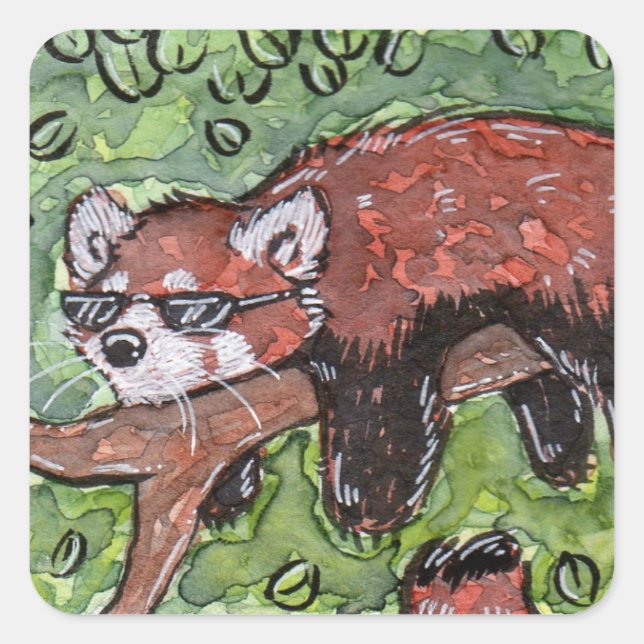 Sticker Carré Panda rouge de Chillin (Devant)