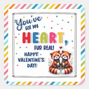 Sticker Carré Panda rouge Valentine