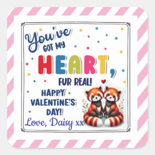 Sticker Carré Panda rouge Valentine