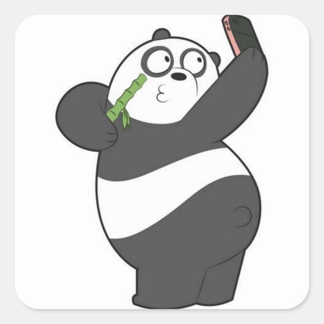 Sticker Carré Panda Selfie (Devant)