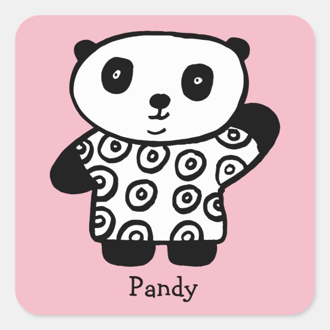 Sticker Carré Pandy personnalisé le Panda (Devant)