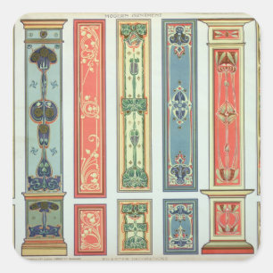 Sticker Carré Panel designs, plate XII from 'Modern Ornament' pu
