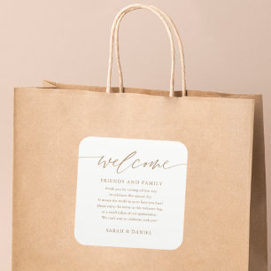 Sticker Carré Panier cadeau de bienvenue Gold Elegant Wedding