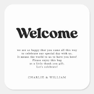 Sticker Carré Panier cadeau de bienvenue Mariage rétro