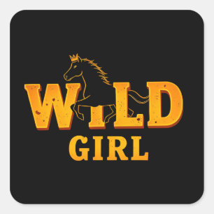 Sticker Carré Panneau Cheval et 'Fille Sauvage'