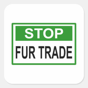 Sticker Carré Panneau commercial Stop Fur vert
