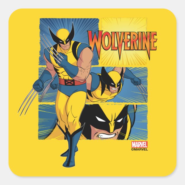 Sticker Carré Panneau de caractères Wolverine (Devant)