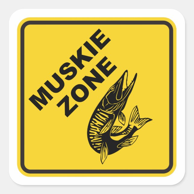 Sticker Carré Panneau de la zone de pêche Muskie (Devant)