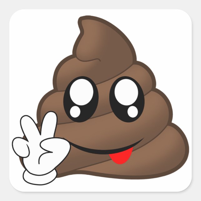 Sticker Carré Panneau de Paix Emoji Poop (Devant)