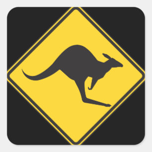 Sticker Carré Panneau de prudence Kangaroo