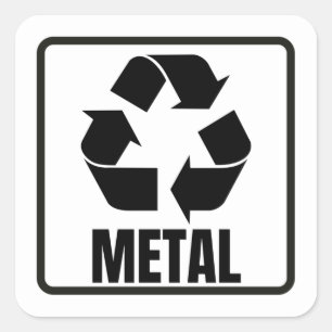 Sticker Carré Panneau de recyclage métal noir