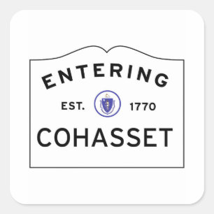 Sticker Carré Panneau de rue COHASSET MASSACHUSETTS