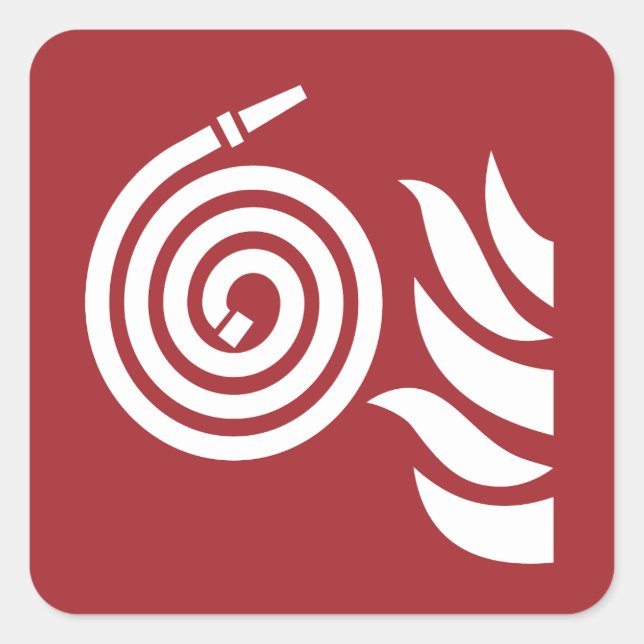 Sticker Carré Panneau de sécurité du tuyau d'incendie (Devant)