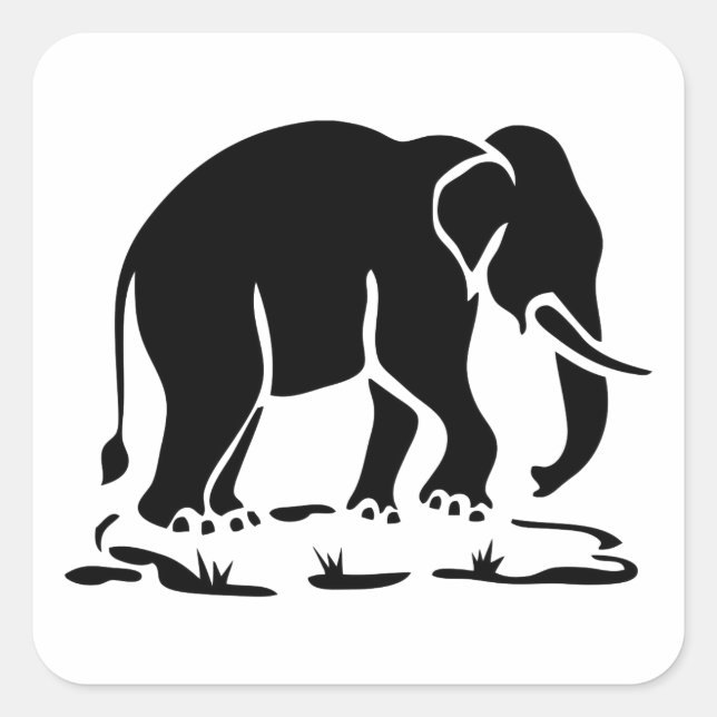 Sticker Carré Panneau de trekking des éléphants asiatiques devan (Devant)