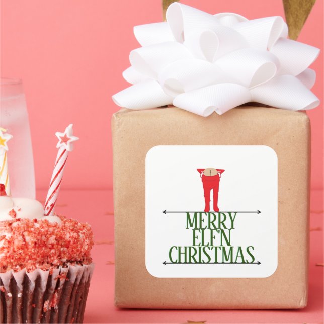 Sticker Carré Panneau de vœux de Noël Elf Shenanigans (Fête)