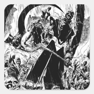 Sticker Carré Panneau du Corps de Lanterne Noire - Noir et Blanc