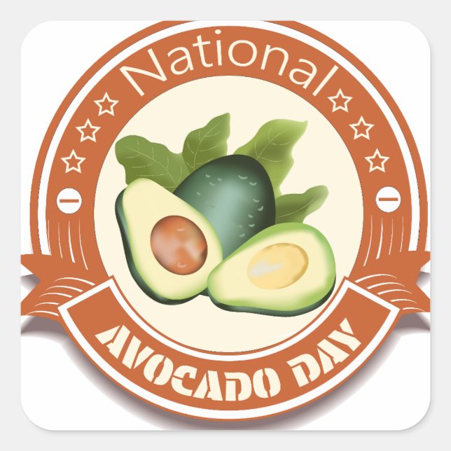 Sticker Carré Panneau et insigne de la journée nationale Avocado (Devant)
