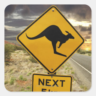 Sticker Carré Panneau Kangaroo, Australie
