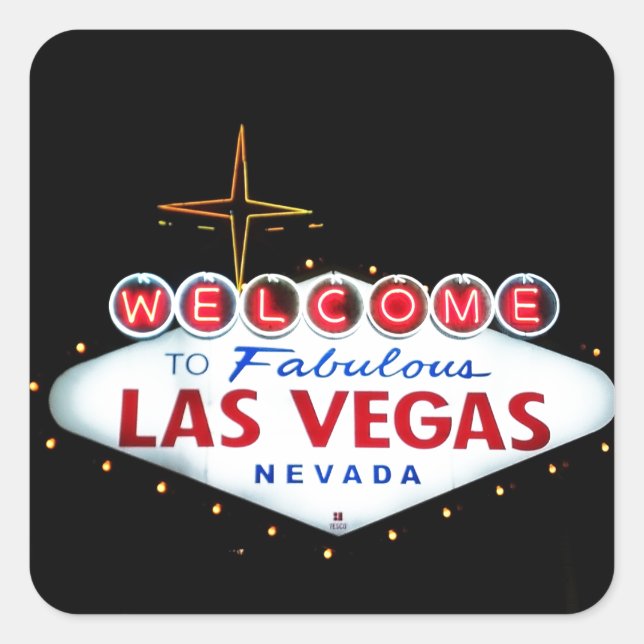 Sticker Carré Panneau Las Vegas - Bienvenue À Las Vegas Fabulous (Devant)