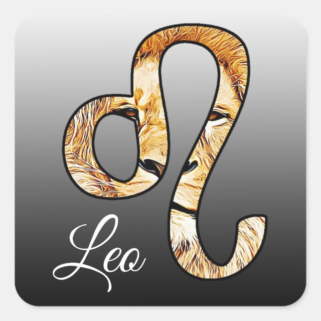 Sticker Carré Panneau Lion Leo Horoscope (Devant)