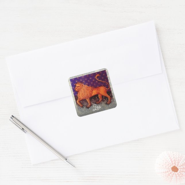 Sticker Carré Panneau Lion Zodiac Lion Horoscope Anniversaire (Enveloppe)