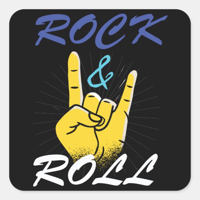Sticker Carré Panneau main Rock N Roll (Devant)