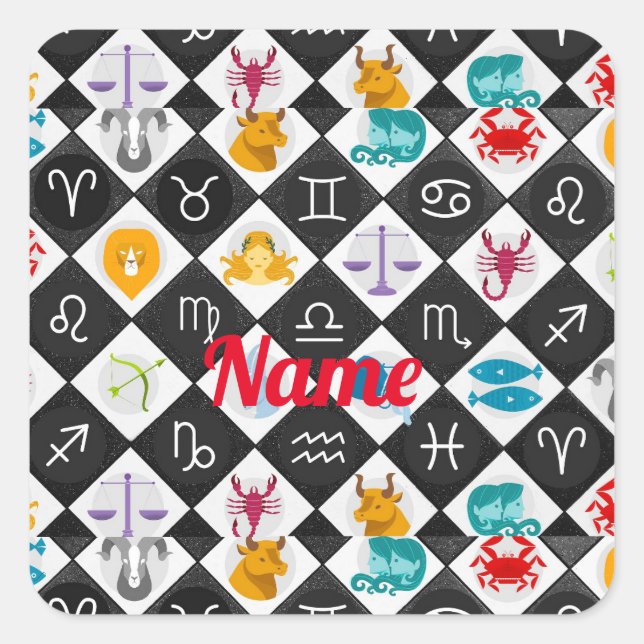 Sticker Carré Panneau solaire Zodiac Calendrier Astrologie Thund (Devant)