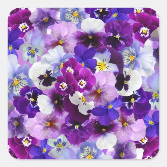 Sticker Carré Pansies Fleurs de Printemps de Pâques (Devant)