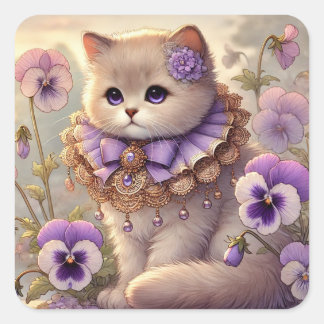 Sticker Carré Pansy Princess Cat