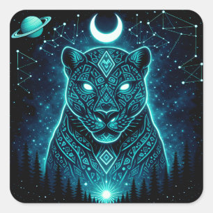 Sticker Carré Panthère céleste – Galaxie de faune de l'ombre cos