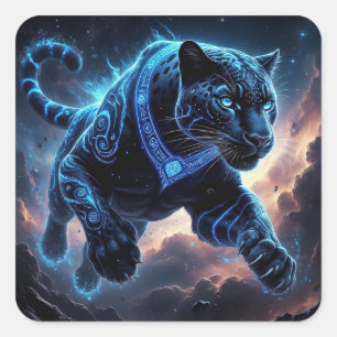 Sticker Carré Panthère noire mystique aux motifs lumineux