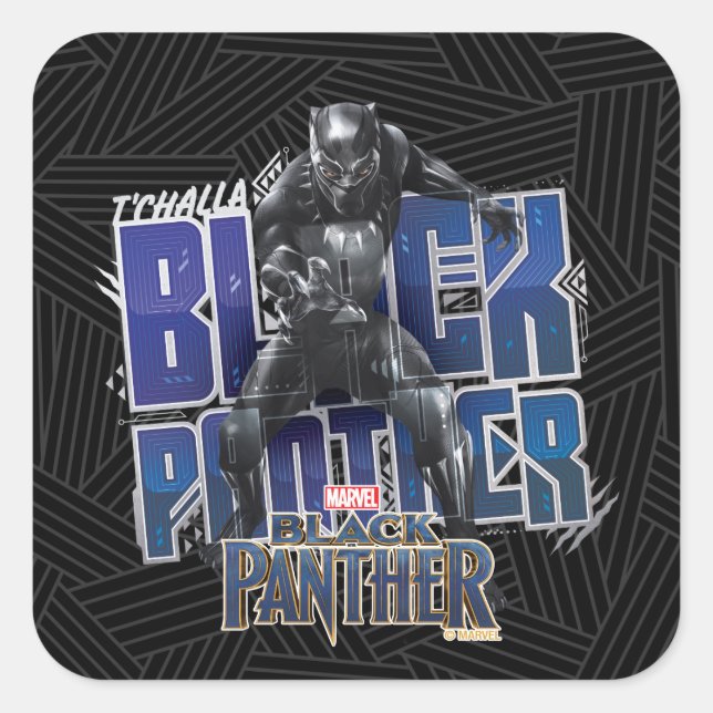 Sticker Carré Panthère noire | T'Challa - Graphique de panthère  (Devant)