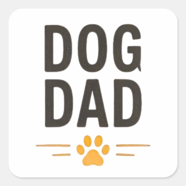 Sticker Carré Papa Chien avec Dessin Simple de Patte (Devant)