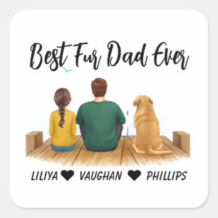 Sticker Carré Papa Chien Personnalisé Meilleur Papa Chien Ever