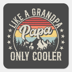 Sticker Carré Papa comme grand-père seulement Glacière Retro