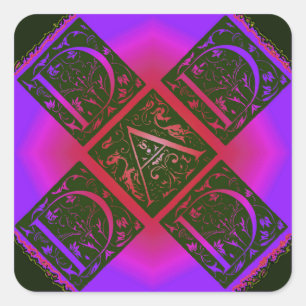 Sticker Carré Papa Fancy Typographie Motif Noir & Violet