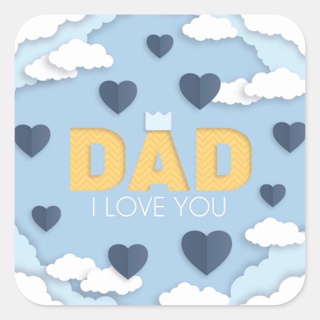 Sticker Carré Papa, je t'aime, fête des pères cadeau (Devant)