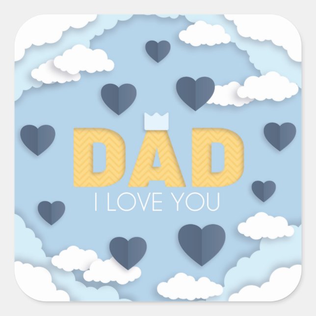 Sticker Carré Papa, je t'aime, fête des pères cadeau (Devant)