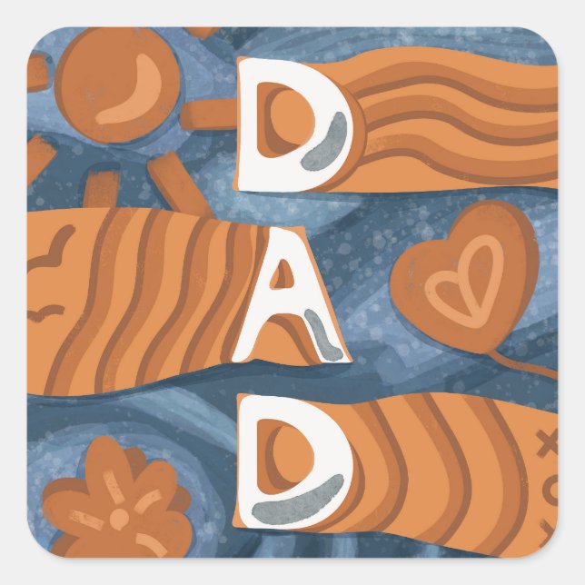 Sticker Carré Papa - Joyeuse fête des pères (Devant)