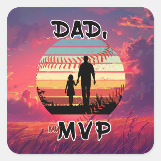 Sticker Carré Papa, mon PVP - Fille et papa