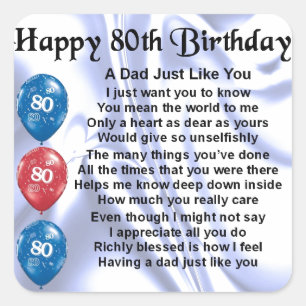 Sticker Carré Papa Poem 80e anniversaire