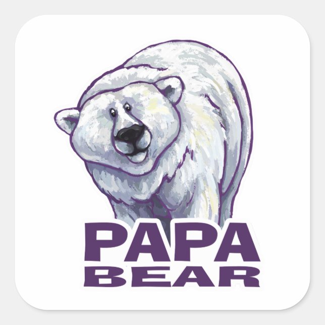 Sticker Carré Papa Polar Bear (Devant)